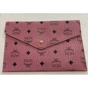 MCM Pink Envelope Clutch Travel Pouch Bag